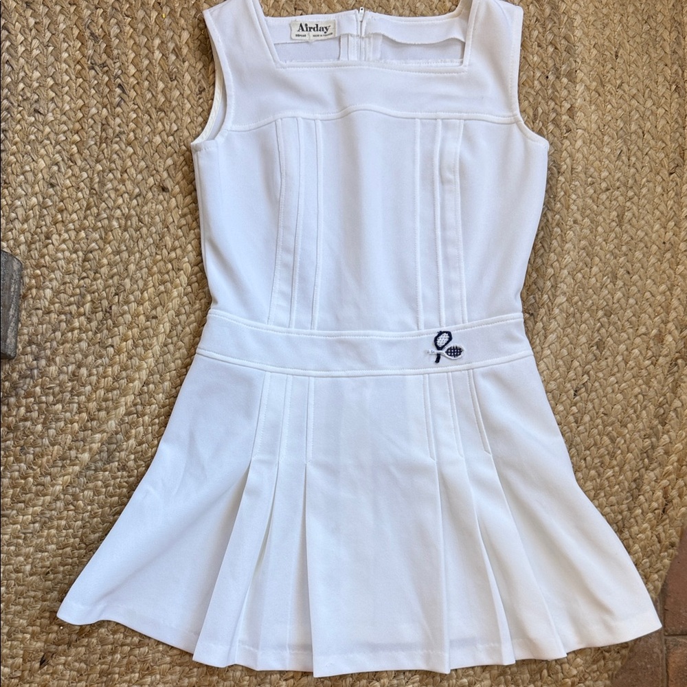 Airday Vintage White Mini Tennis Dress with Pleats Size XS